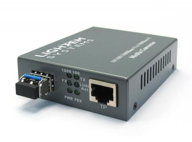 MC-LX-MC Lightem Systems LX-MC 10/100/1000Base-T to SFP Media Converter External power supply